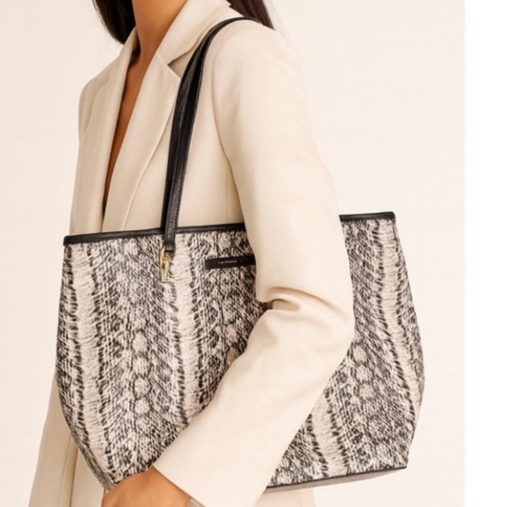 Diane von Furstenberg Sultra Python Leather Tote Bag in Black
